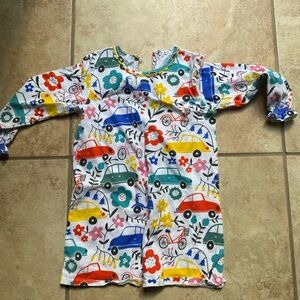 Mini Boden Girls Multicolor Cars And Flowers Dress 2T